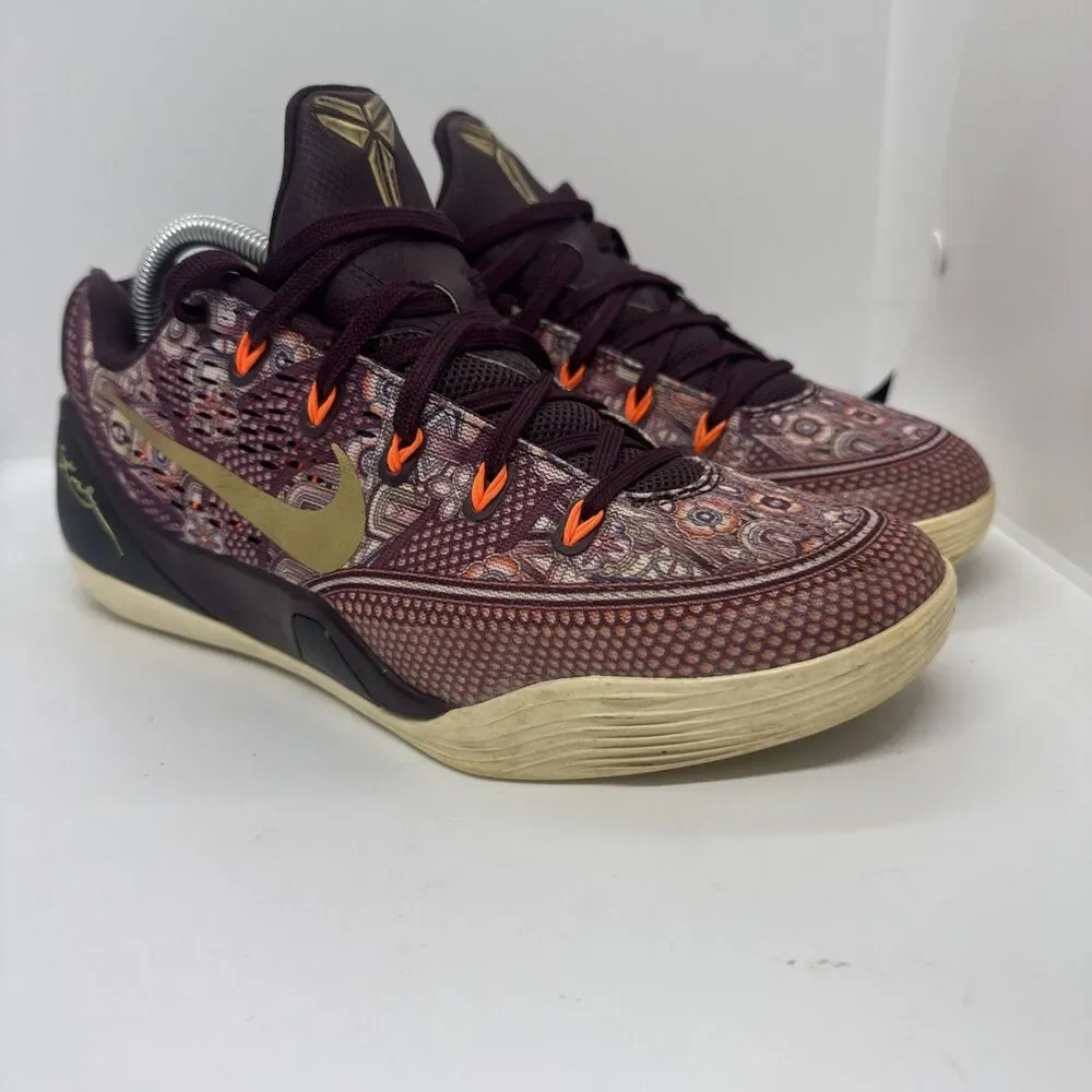 Nike Kobe 9 IX EM Low Silk Merlot Gold Size 8.5 Sneakers 646701-676
